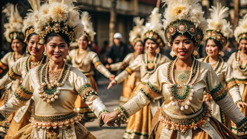 Kadayawan Festival, traditional dancers perform cultural dances in beautiful costumes, photo