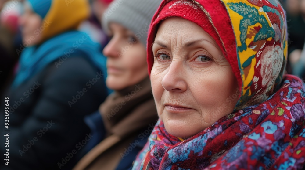 Senior people of Ukraine on the street demostration outdoors Senior people of Ukraine on the street demostration outdoors