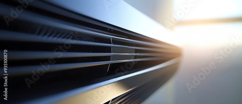 Modern High-End Air Conditioning Unit Close-up in Bright Room Setting photo