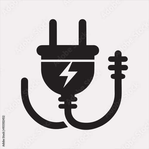 Electric plug icon Vector silhouette icon on a white background