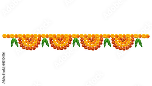 Toran Indian traditional door garland of mango leaves and marigold flowers for marriage and festivals traditional.