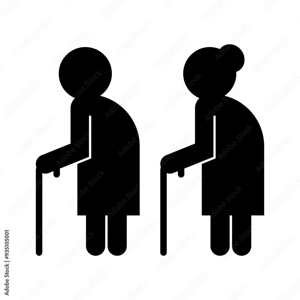 Vector illustration of old man and old woman icon on transparent background Vector illustration of old man and old woman icon on transparent background