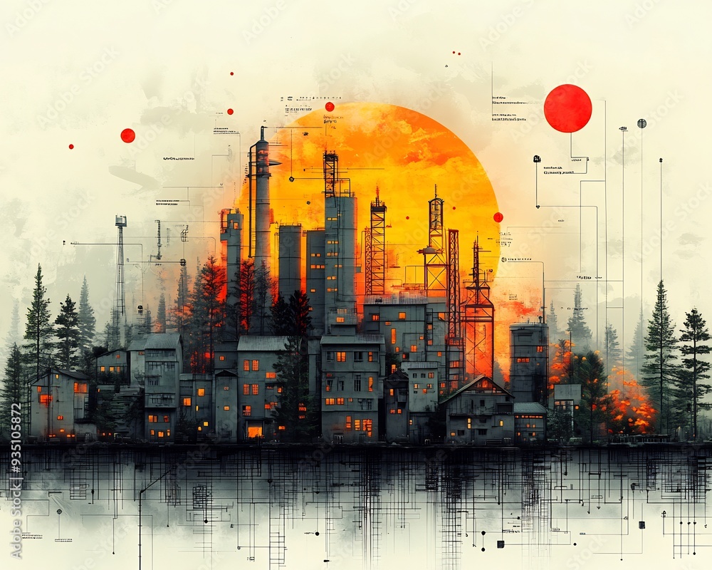 Illustrated timeline showing the progression of Climate Change from the