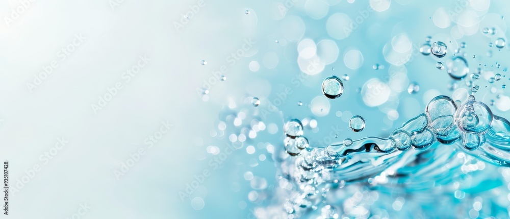 A tight shot of blue-and-white water bubbles, their images slightly blurred as they surface A tight shot of blue-and-white water bubbles, their images slightly blurred as they surface