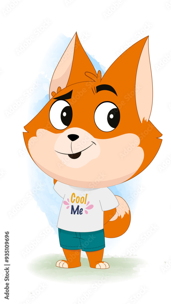 Obraz premium Confused dog Cartoon Character dressed summer cloths.