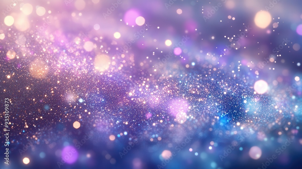 Obraz premium A dreamy cosmic background with shimmering stars and colorful bokeh effects.
