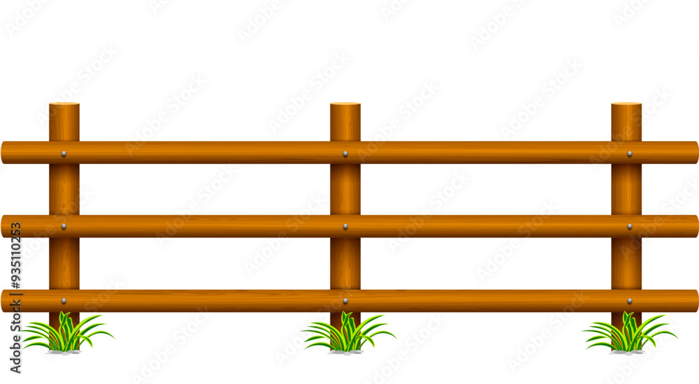 Obraz premium wooden fence on the white background 