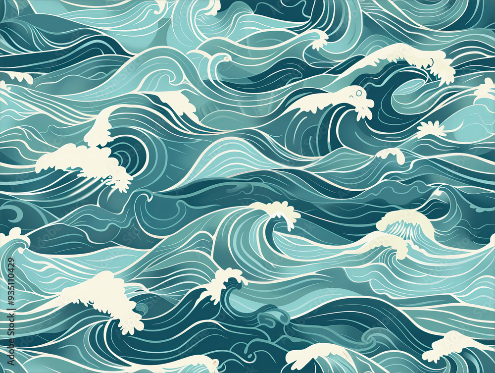 beautiful ocean waves Seamless pattern for background beautiful ocean waves Seamless pattern for background