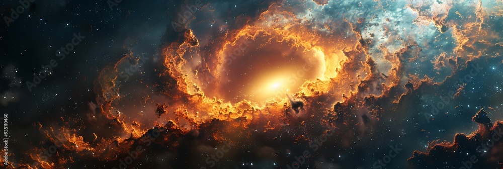 Illustration of a black hole surrounded by a 3D accretion disk with 2D gas and dust swirling towards the event horizon showing the dynamic forces at play around the black hole Illustration of a black hole surrounded by a 3D accretion disk with 2D gas and dust swirling towards the event horizon showing the dynamic forces at play around the black hole