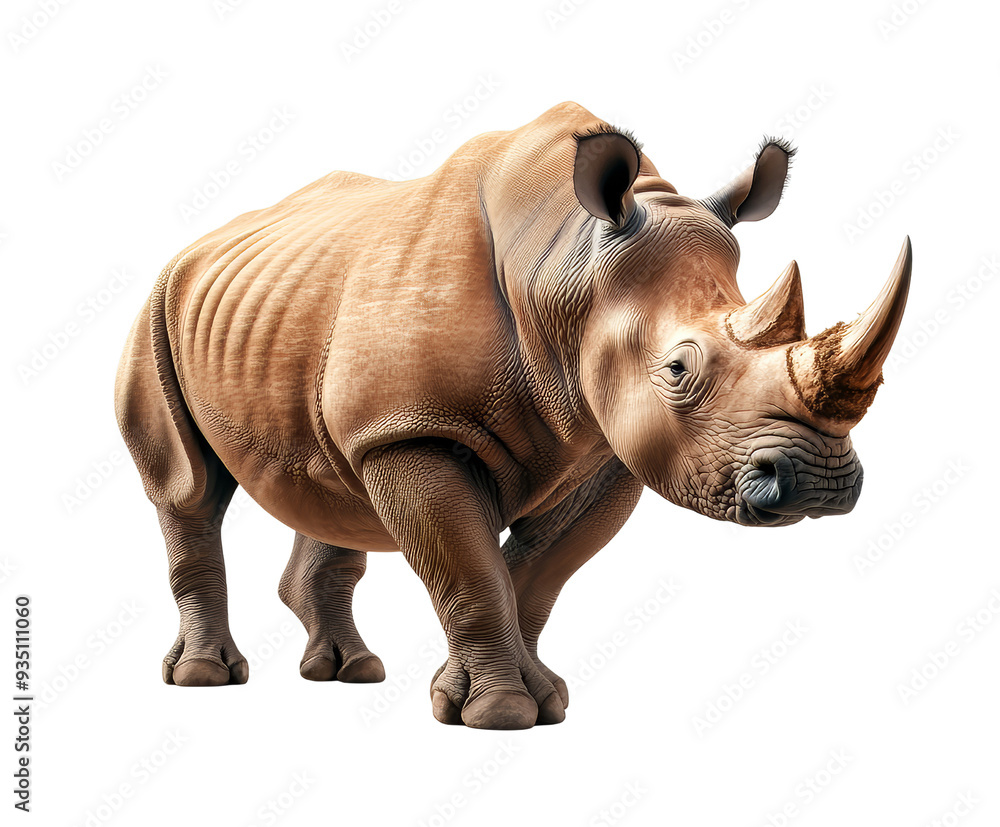 Obraz premium sideview rhino isolated on white background