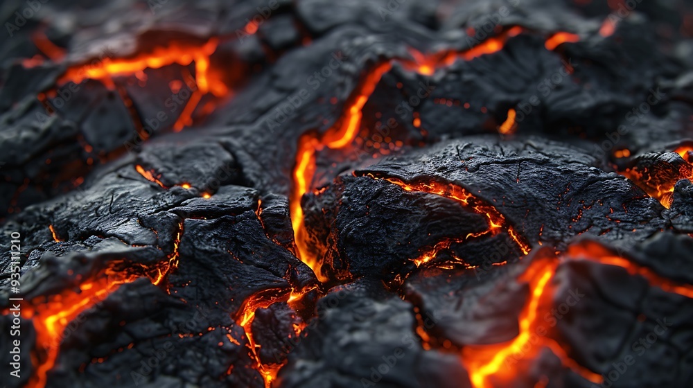 Earths lava cracking volcanic roughness burning fire and liquid black stone Earths lava cracking volcanic roughness burning fire and liquid black stone