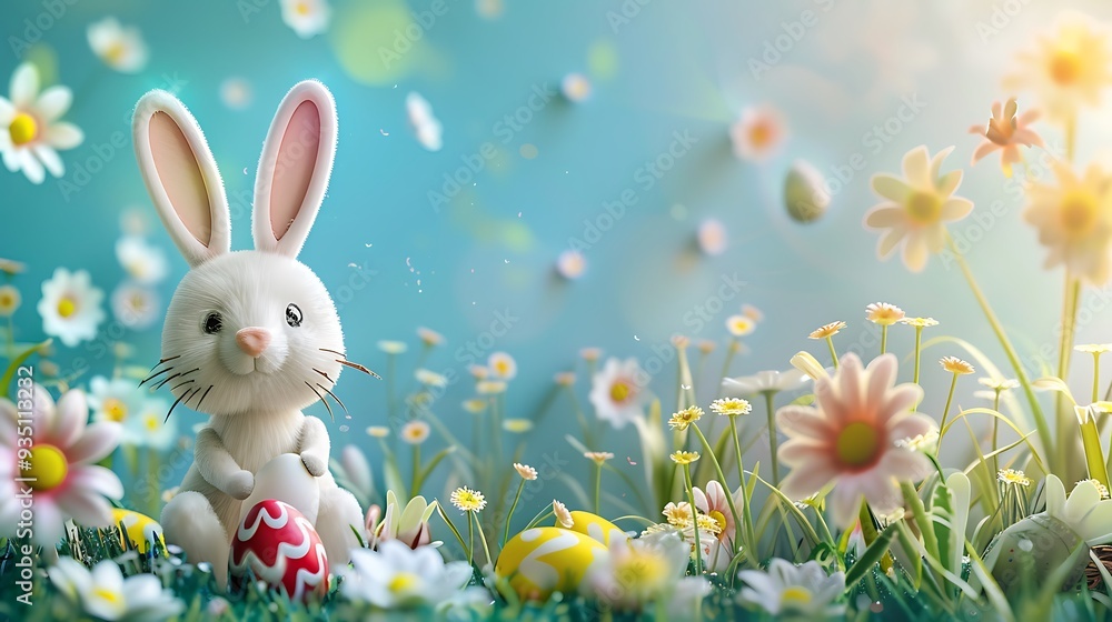 Easter egg spring bunny it cheerful rabbit flower and smooth cute background Easter egg spring bunny it cheerful rabbit flower and smooth cute background