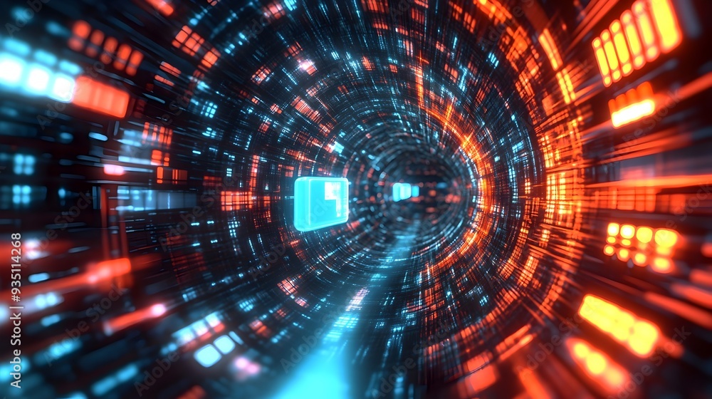 Fototapeta premium Mesmerizing Vortex of Light and Motion in a Futuristic Dimensional Portal