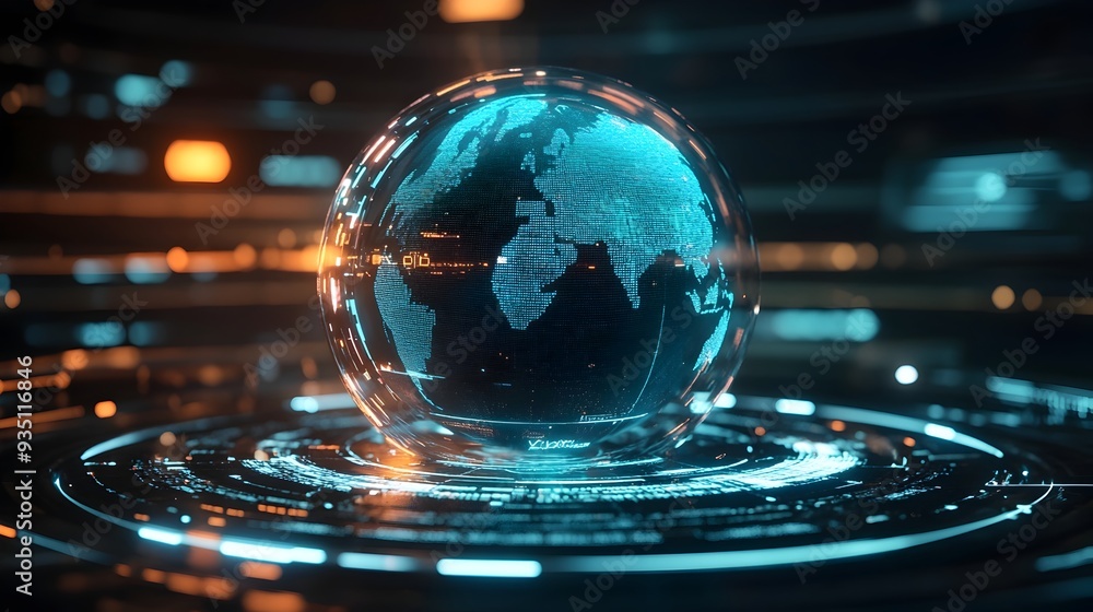 Futuristic Digital Globe Representing Global Connectivity Data Analytics and AI Powered Innovation Futuristic Digital Globe Representing Global Connectivity Data Analytics and AI Powered Innovation