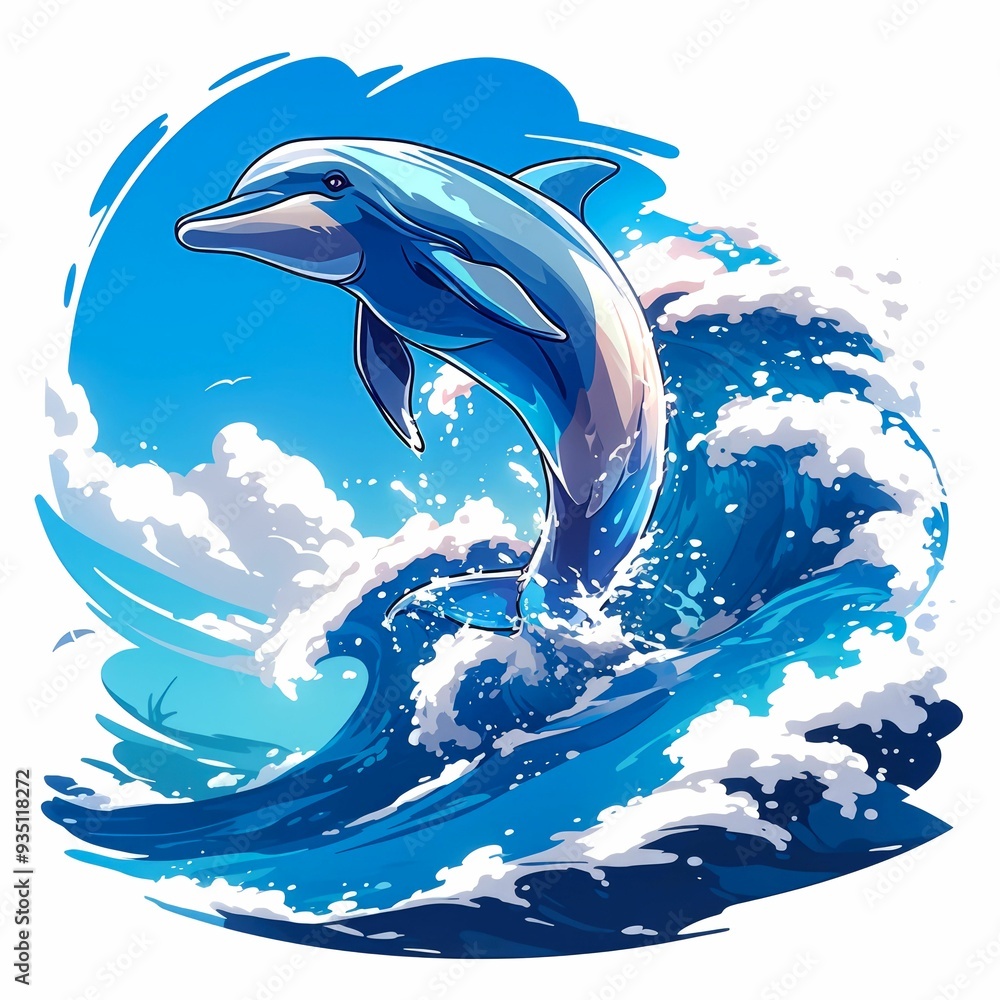 custom made wallpaper toronto digitalA Blue Dolphin Leaping Out of the Ocean