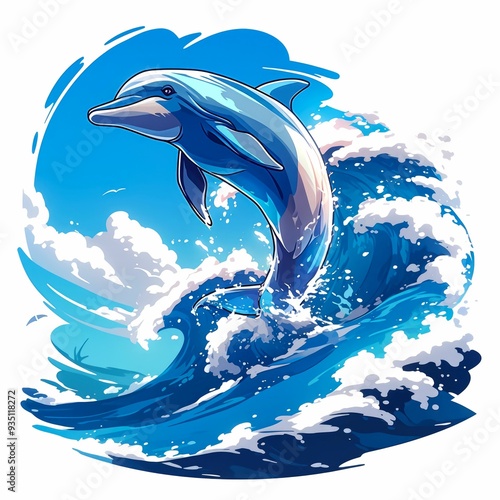Wallpaper Mural A Blue Dolphin Leaping Out of the Ocean Torontodigital.ca