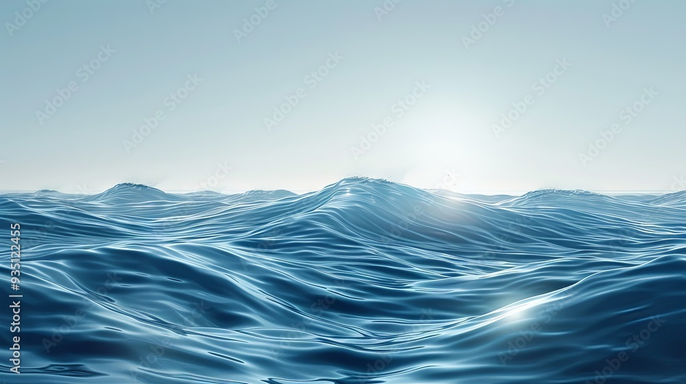 Calm, abstract ocean waves with a clear horizon for text Calm, abstract ocean waves with a clear horizon for text