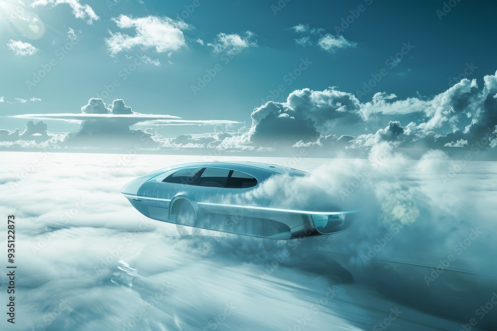 A hydrogen-powered vehicle emitting only water vapor as a byproduct. AI generated A hydrogen-powered vehicle emitting only water vapor as a byproduct. AI generated