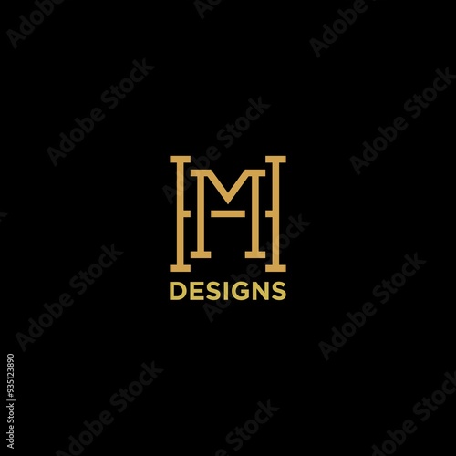 letter mh or hm luxury monogram logo design photo