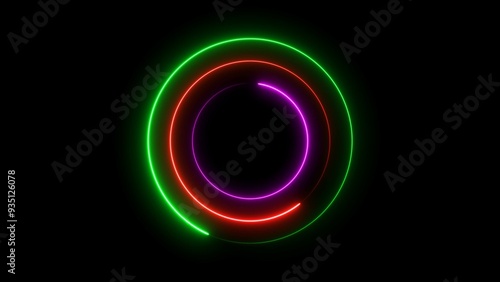 Abstract neon glowing circle frame loading background illustration.