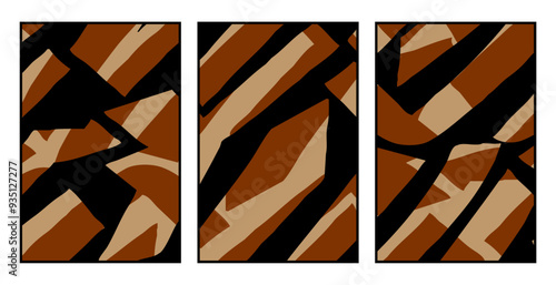 Set of 3 Abstract pattern. Illustration for printing on wall decorations. For use in graphics.