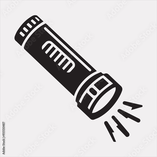 flashlight icon Vector silhouette illustration icon on a white background