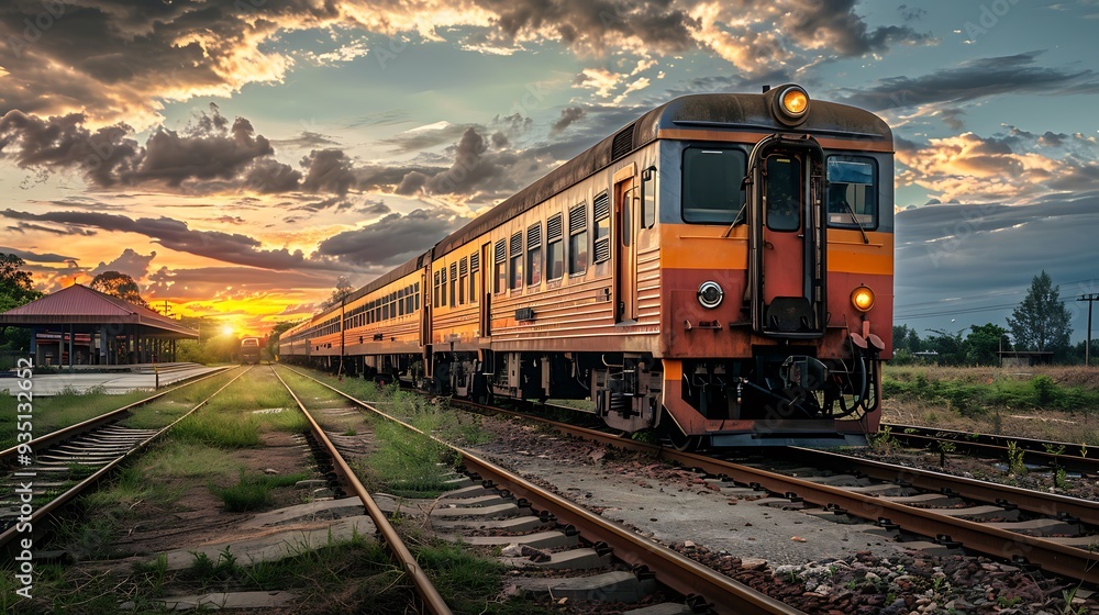 Expedited local train at railway Expedited local train at railway