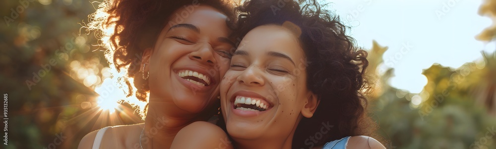 Two young women are having fun and friends are hugging each other.Two happy affectionate young woman hugging each other in a close embrace while laughing and smiling, young multiracial female friends. Two young women are having fun and friends are hugging each other.Two happy affectionate young woman hugging each other in a close embrace while laughing and smiling, young multiracial female friends.