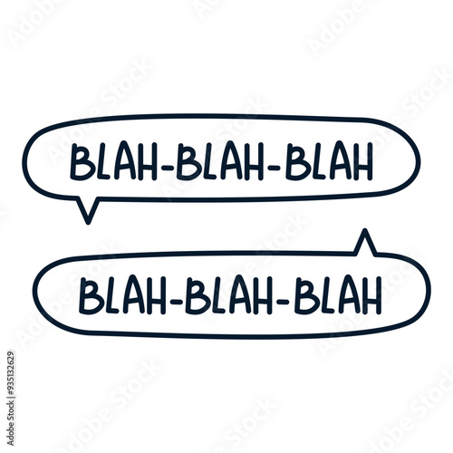 Blah-blah-blah inscription. Imitation of conversation. Vector linear icon isolated on white background.