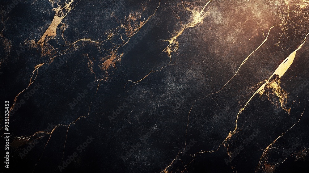 Black Marble with Golden Veins: An abstract closeup of a black marble surface with intricate golden veins, creating a luxurious, elegant, and sophisticated backdrop for design projects. The textured s Black Marble with Golden Veins: An abstract closeup of a black marble surface with intricate golden veins, creating a luxurious, elegant, and sophisticated backdrop for design projects. The textured s