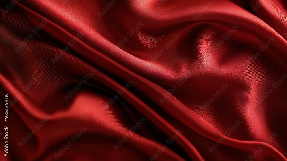 Crimson Cascade: Luxurious red silk drapes in sensuous folds, a rich texture for elegant designs. 