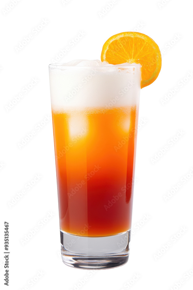 Refreshing glass of iced beverage with frothy foam and a slice of orange, perfect for summer enjoyment and gatherings. Refreshing glass of iced beverage with frothy foam and a slice of orange, perfect for summer enjoyment and gatherings.