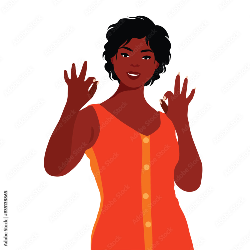 Stylish black woman in elegant art style vector Stylish black woman in elegant art style vector