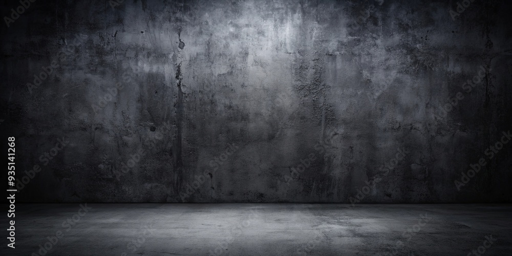 Scary dark wall with low light, featuring a black concrete cement texture ideal for backgrounds Scary dark wall with low light, featuring a black concrete cement texture ideal for backgrounds