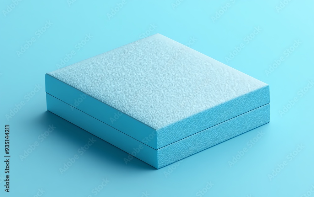 Minimalist design matte sky blue box for sachets, with a matching matte sachet outside, background color E1F6FF Minimalist design matte sky blue box for sachets, with a matching matte sachet outside, background color E1F6FF