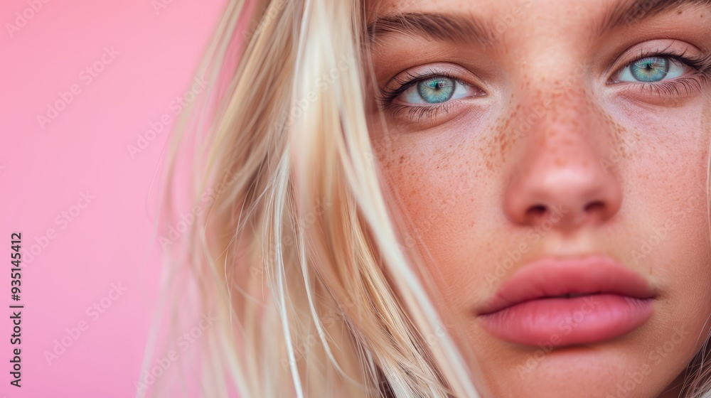 A close-up of a woman with multiple freckles on her face A close-up of a woman with multiple freckles on her face