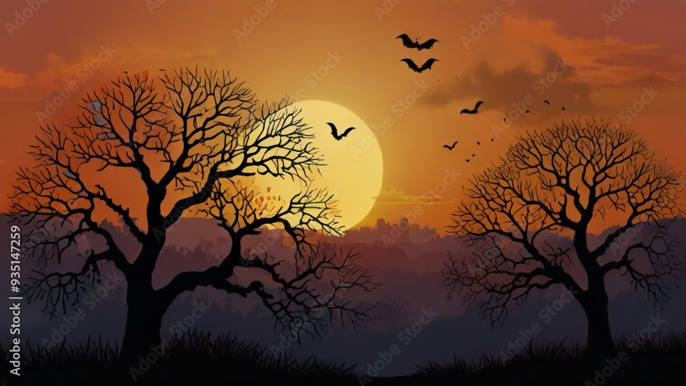 halloween night landscape halloween night landscape