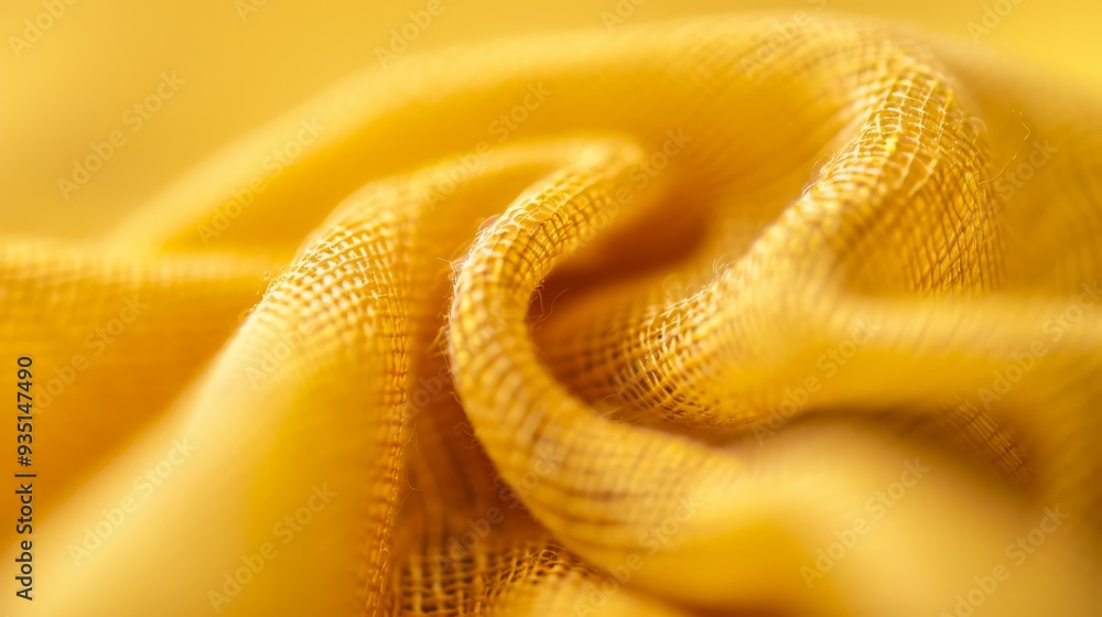 A close-up of a yellow cloth textured with one cloth texture A close-up of a yellow cloth textured with one cloth texture