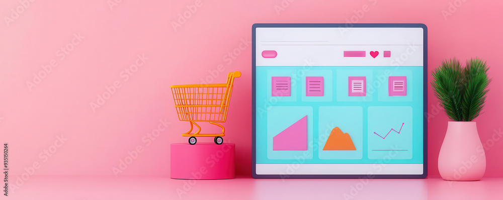 Fototapeta premium Ecommerce analytics dashboard displaying shopping behavior metri