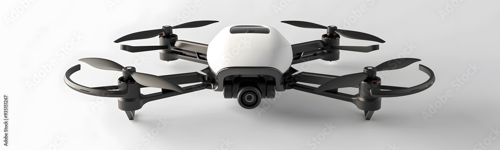 Modern drone with camera isolated on white. Modern drone with camera isolated on white.