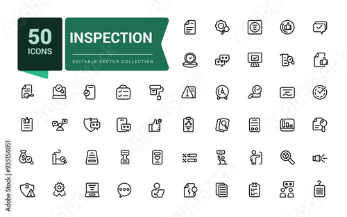 Inspection line icon set. Pixel perfect, minimalistic web and UI icon. Outline icon collections. Editable vector illustration.