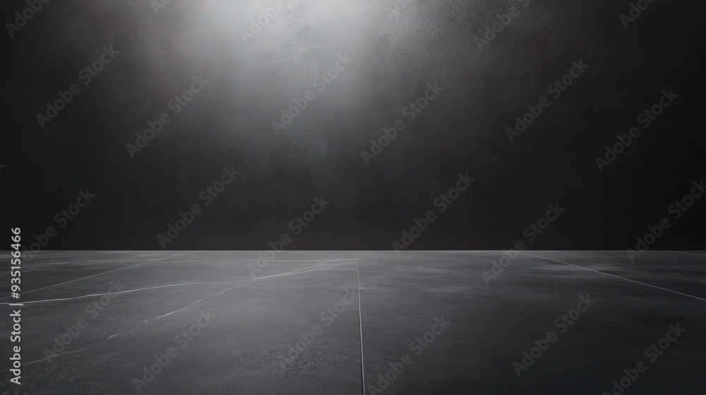 Dark Studio with Spotlight and Smoke: A dramatic black background with a single spotlight casting a beam of light onto a concrete floor, creating a mysterious and intriguing atmosphere. Dark Studio with Spotlight and Smoke: A dramatic black background with a single spotlight casting a beam of light onto a concrete floor, creating a mysterious and intriguing atmosphere.