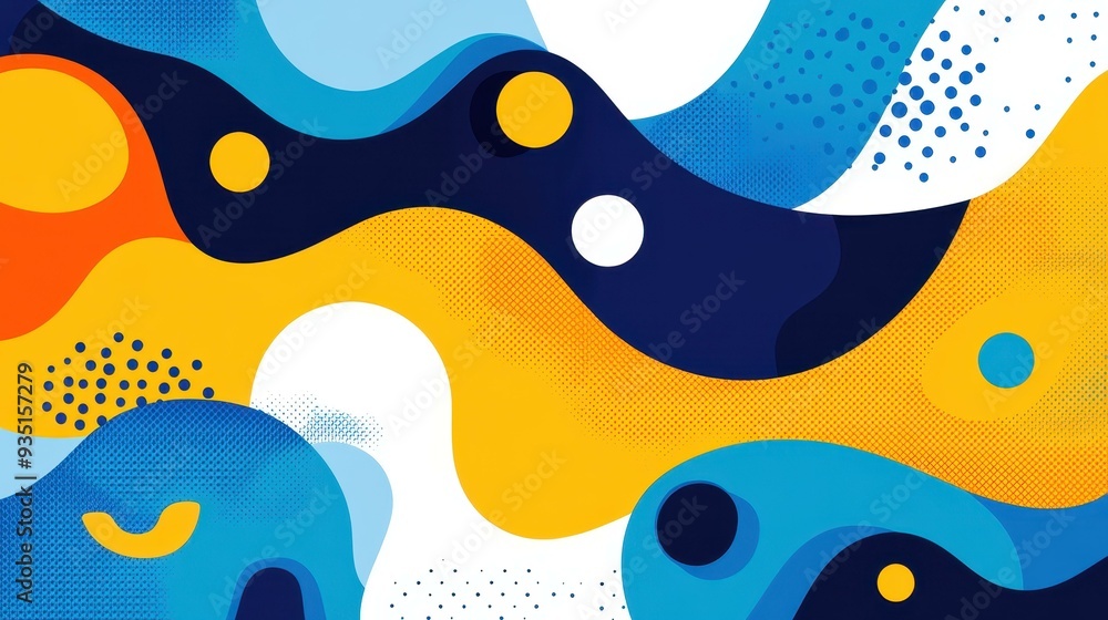 Fototapeta premium Bright blue and yellow abstract vector background, featuring modern textures and playful cartoonstyle designs. Perfect for visuals