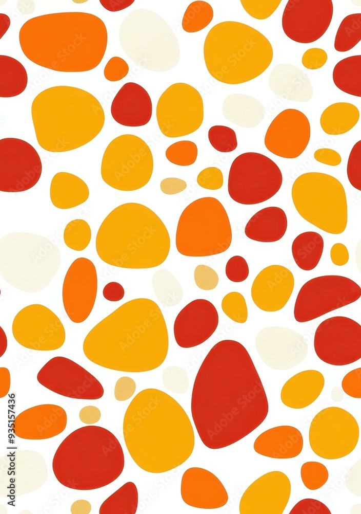 Fototapeta premium Experience a vibrant s design with playful blobs in orange and yellow against a crisp white backdropperfect for retro lovers