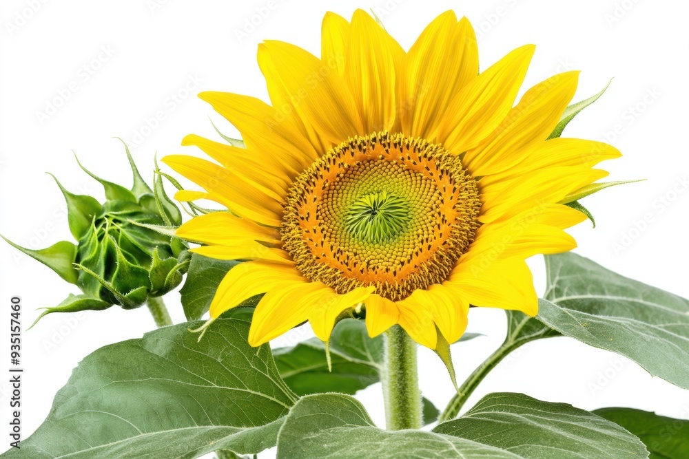 Obraz premium Vibrant sunflower isolated on white background