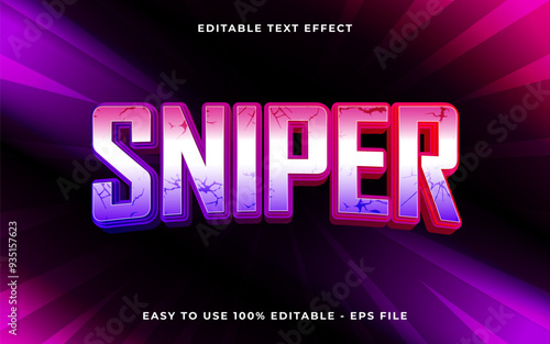 3d sniper gradient scary text style effect template editable text effect