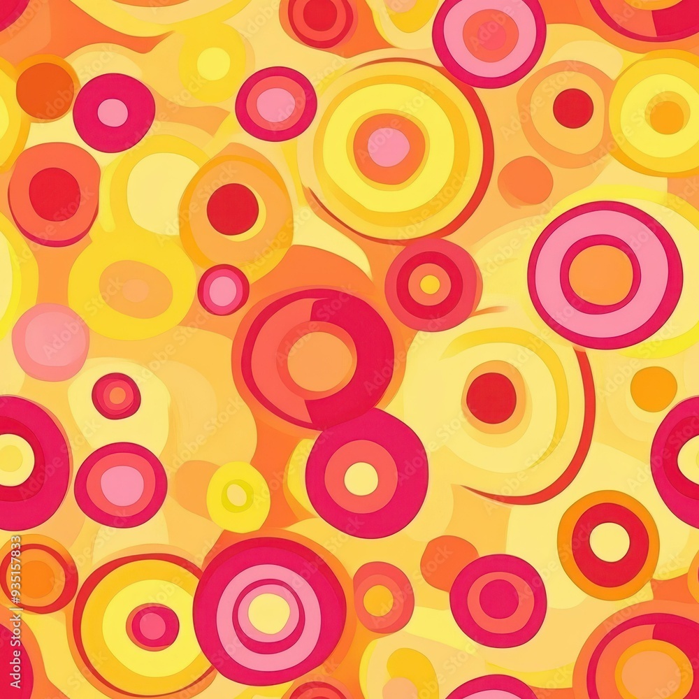 Discover a vibrant pattern of bright pomegranate colored retro circles that adds life and charm to any design project. Discover a vibrant pattern of bright pomegranate colored retro circles that adds life and charm to any design project.