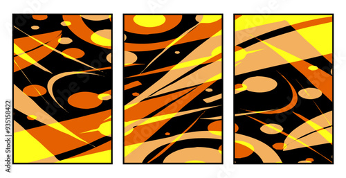 Set of 3 Abstract pattern. Illustration for printing on wall decorations. For use in graphics.