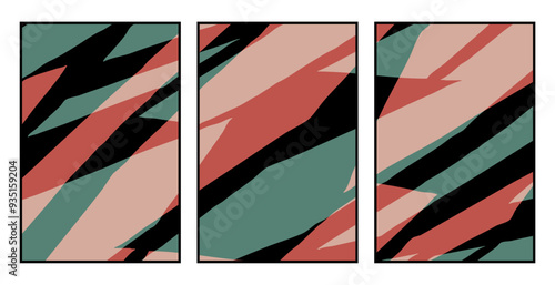 Set of 3 Abstract pattern. Illustration for printing on wall decorations. For use in graphics.