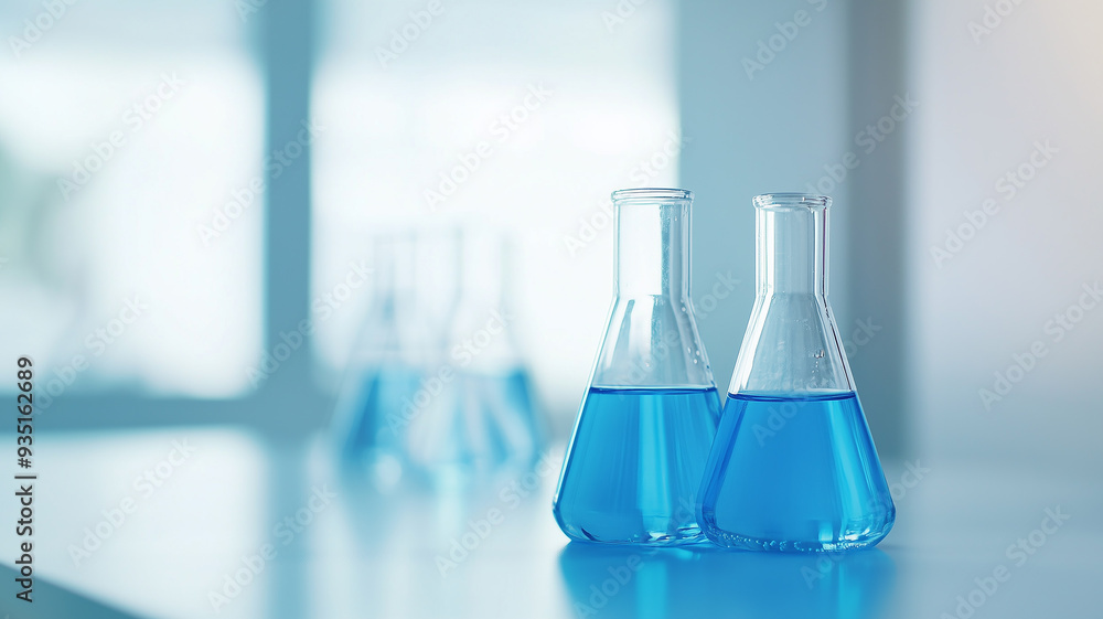 laboratory flask with blue liquid laboratory flask with blue liquid